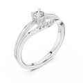 White gold round solitaire lab grown diamond ring, side view