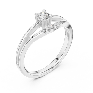 White gold round solitaire lab grown diamond ring, side view