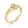Yellow gold round solitaire lab grown diamond ring, side view