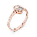 Rose gold round open oval lab grown diamond ring, side view