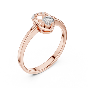 Rose gold round open oval lab grown diamond ring, side view