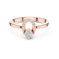 Rose gold round open oval lab grown diamond ring, angled view