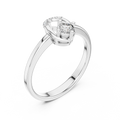 White gold round open oval lab grown diamond ring, side view