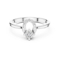 White gold round open oval lab grown diamond ring, angled view