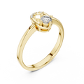 Yellow gold round open oval lab grown diamond ring, side view
