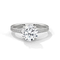 2 Carat Round Cut Lab Created Diamond Pavé Band Solitaire Engagement Ring – Side View | Luzora Jewels