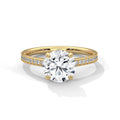 2 Carat Round Cut Lab Grown Diamond Ring for Women – Pavé Band Solitaire Close-Up | Luzora Jewels
