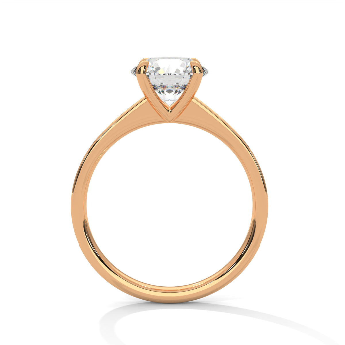 2 Carat Round Cut Lab Grown Diamond Engagement Ring in Rose Gold – Pavé Band Solitaire | Luzora Jewels