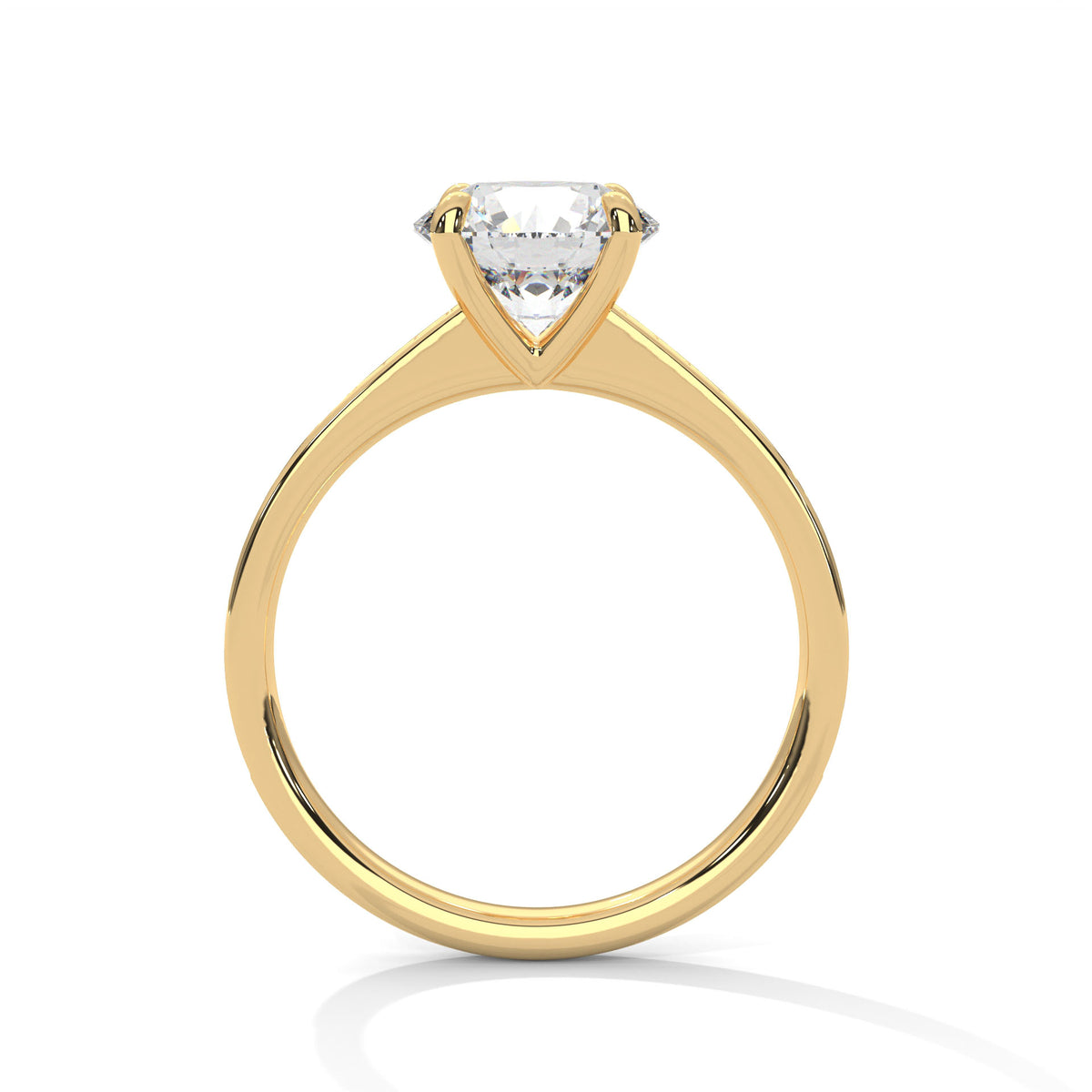 2 Carat Round Cut Lab Grown Diamond Engagement Ring in Yellow Gold – Pavé Band Solitaire | Luzora Jewels