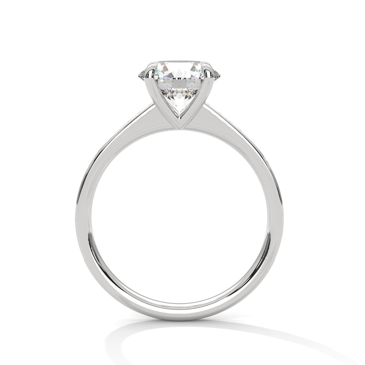2 Carat Round Cut Lab Grown Diamond Engagement Ring in White Gold – Pavé Band Solitaire | Luzora Jewels