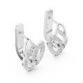 Lab Grown Diamond Open Leaf Huggie Earrings in white gold, angled view