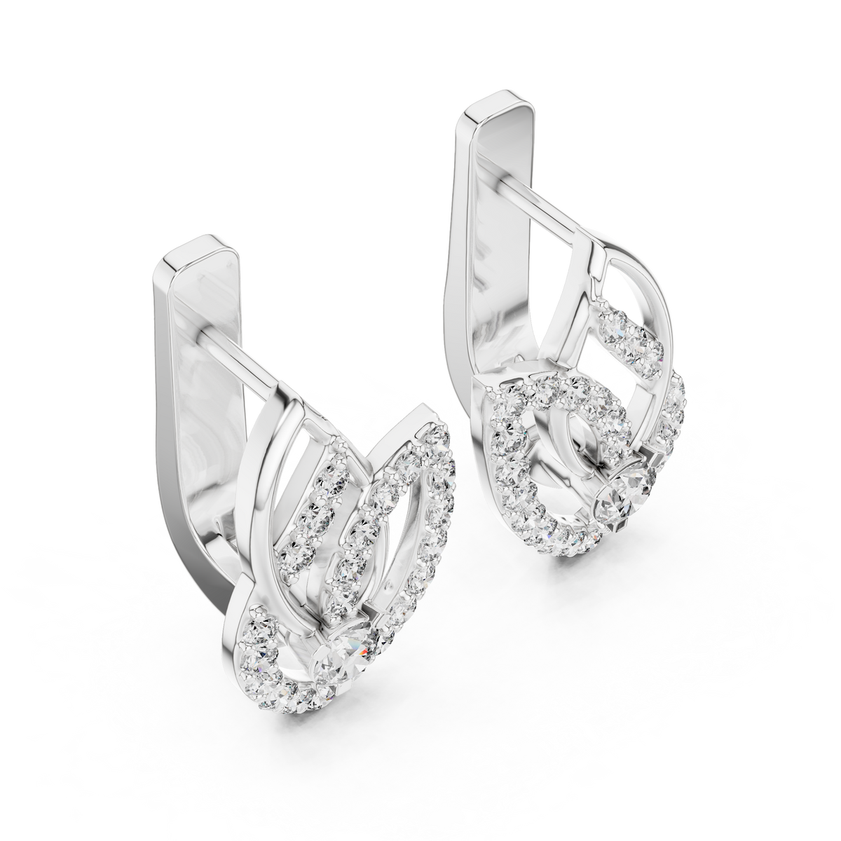 Lab Grown Diamond Open Leaf Huggie Earrings
