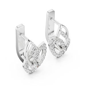Lab Grown Diamond Open Leaf Huggie Earrings