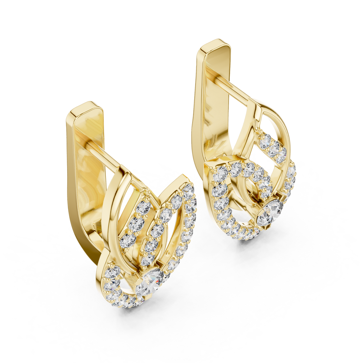 Lab Grown Diamond Open Leaf Huggie Earrings