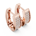 Lab Grown Diamond Graduated Pavé Huggie Earrings in rose gold, angled view