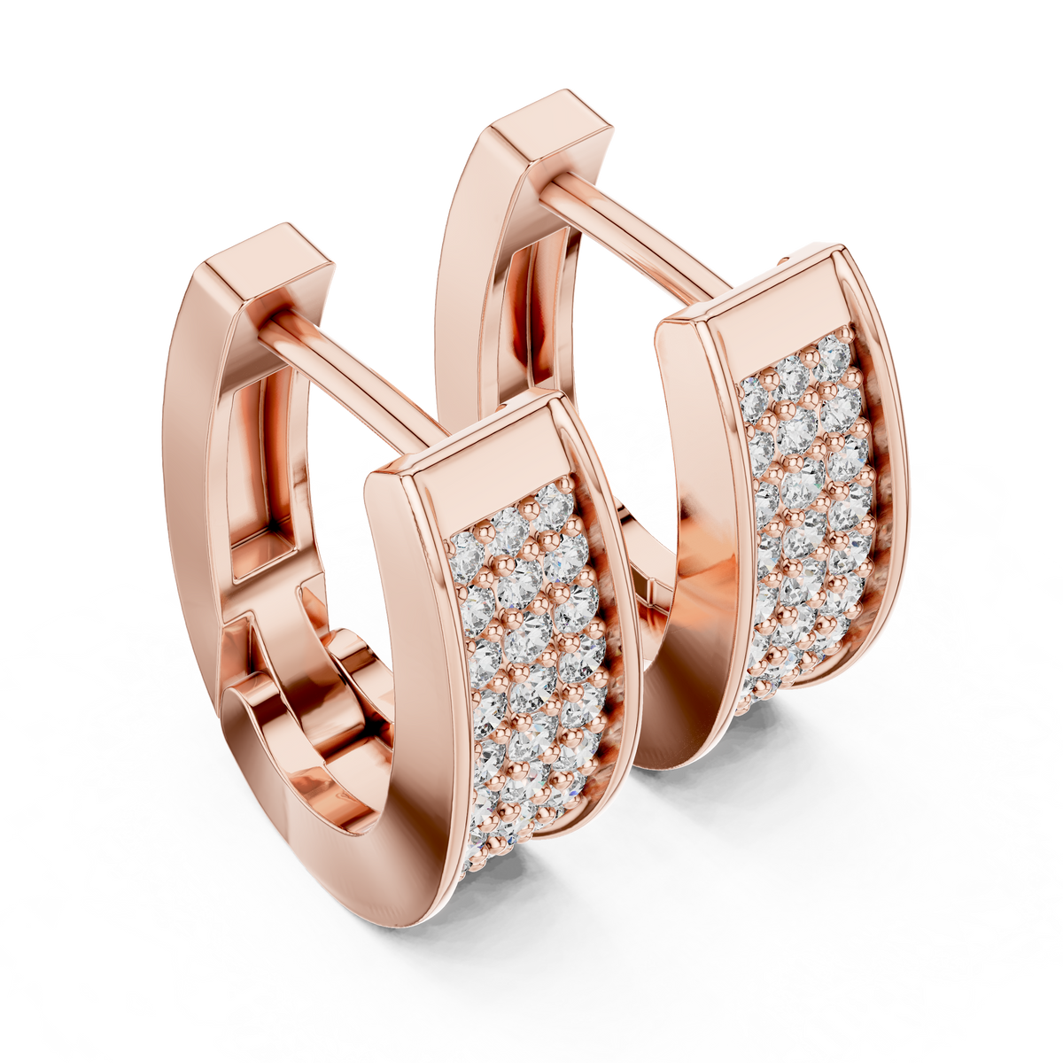 Lab Grown Diamond Graduated Pavé Huggie Earrings