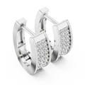 Lab Grown Diamond Graduated Pavé Huggie Earrings in white gold, angled view