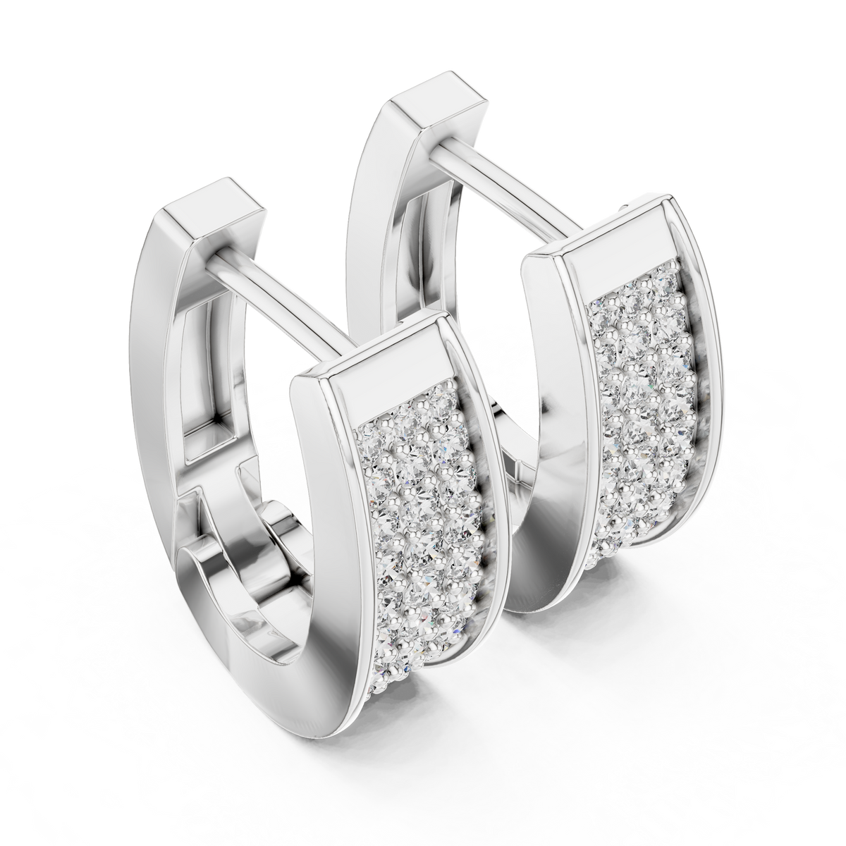 Lab Grown Diamond Graduated Pavé Huggie Earrings