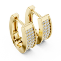 Lab Grown Diamond Graduated Pavé Huggie Earrings in yellow gold, angled view