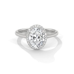 1.86 Carat Oval Cut Lab Grown Diamond Ring for Women – Halo Close-Up | Luzora Jewels