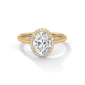 1.86 Carat Oval Cut Lab Grown Diamond Engagement Ring on Hand – Halo | Luzora Jewels