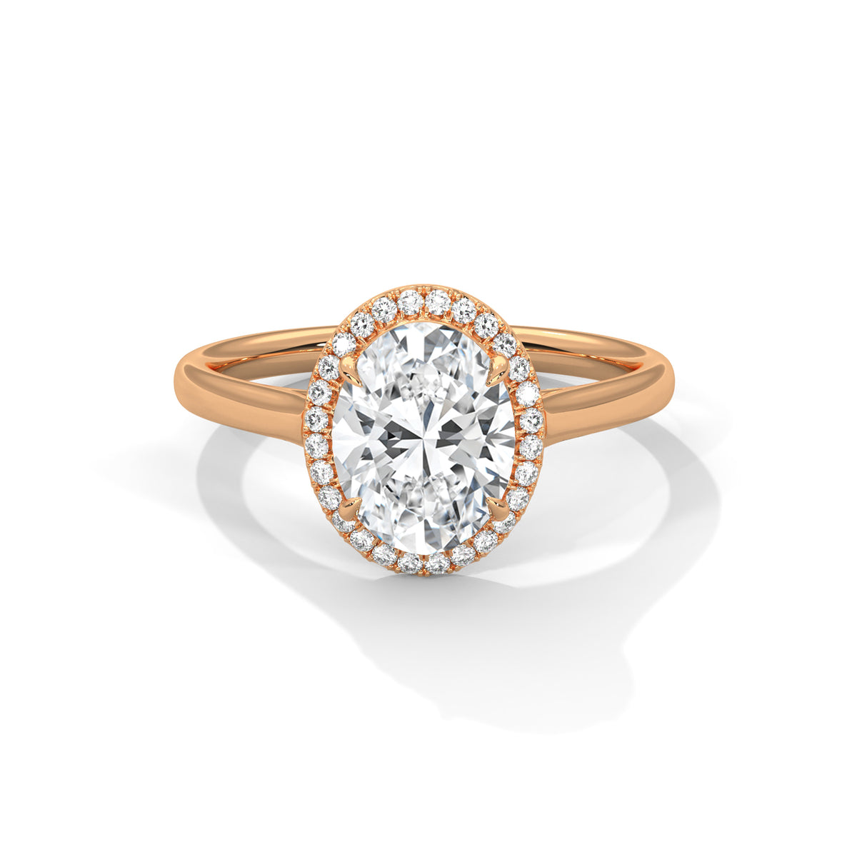 1.86 Carat Oval Cut Lab Grown Diamond Engagement Ring in Rose Gold – Halo | Luzora Jewels