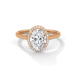 1.86 Carat Oval Cut Lab Grown Diamond Engagement Ring in Rose Gold – Halo | Luzora Jewels