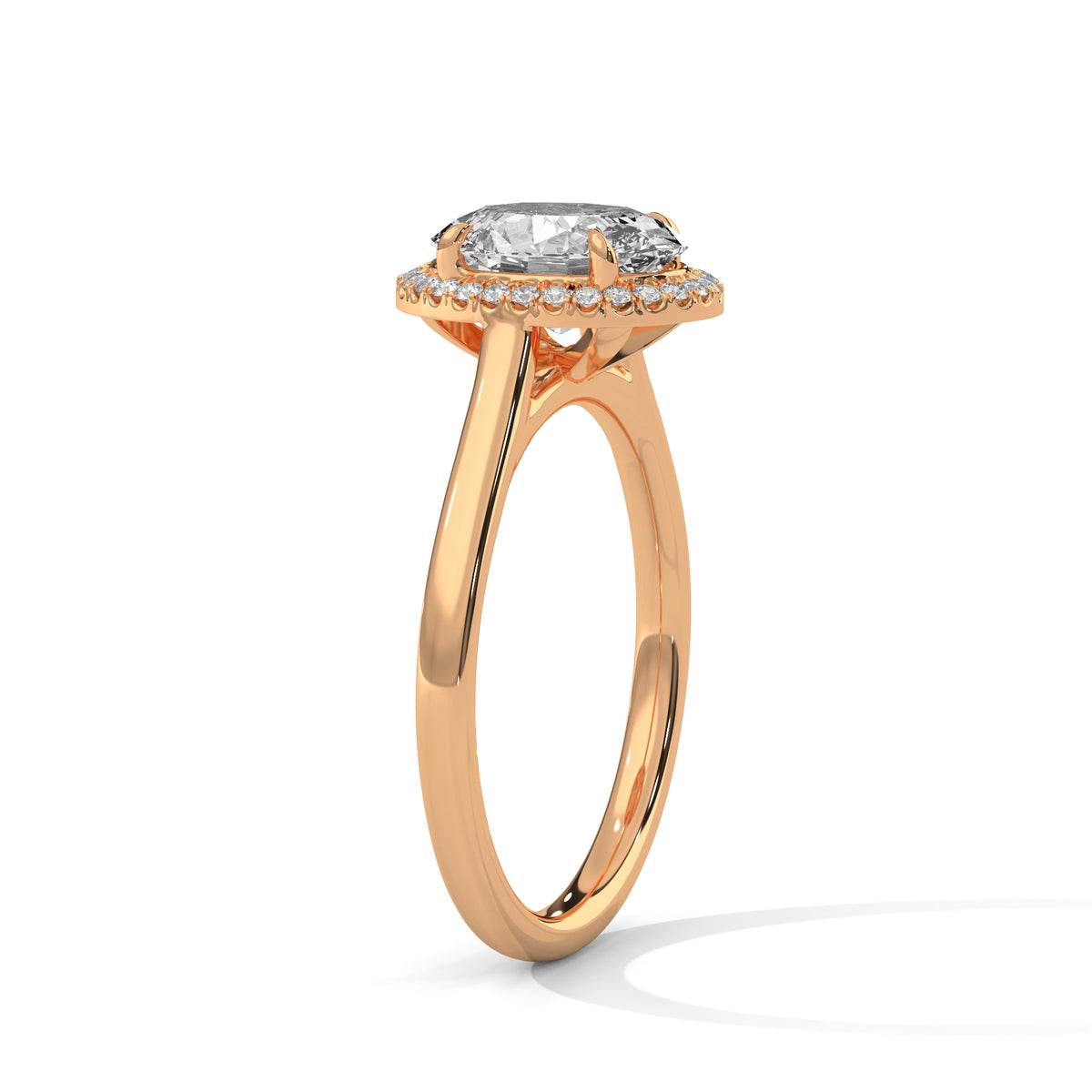1.86 Carat Oval Cut Lab Grown Diamond Engagement Ring in Yellow Gold – Halo | Luzora Jewels