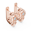Lab grown diamond solitaire huggie earrings in rose gold, angled view