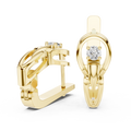 Lab grown diamond solitaire huggie earrings in yellow gold, front view
