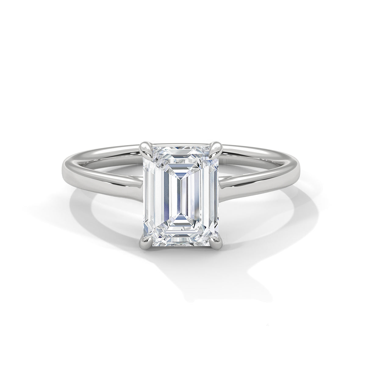 2 Carat Emerald Cut Lab Grown Diamond Engagement Ring on Hand – Solitaire | Luzora Jewels