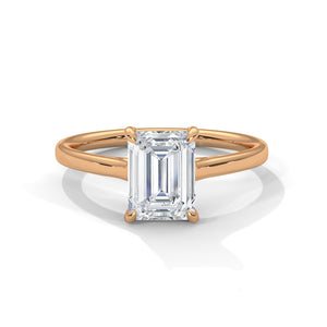 2 Carat Emerald Cut Lab Created Diamond Solitaire Engagement Ring – Side View | Luzora Jewels