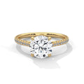 2 Carat Round Cut Lab Created Diamond French Pavé Band Engagement Ring – Side View | Luzora Jewels
