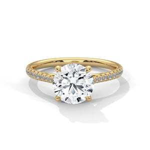 2 Carat Round Cut Lab Created Diamond French Pavé Band Engagement Ring – Side View | Luzora Jewels