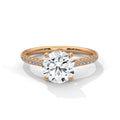 2 Carat Round Cut Lab Grown Diamond Ring for Women – French Pavé Band Close-Up | Luzora Jewels