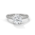 2 Carat Round Cut Lab Grown Diamond Engagement Ring on Hand – French Pavé Band | Luzora Jewels