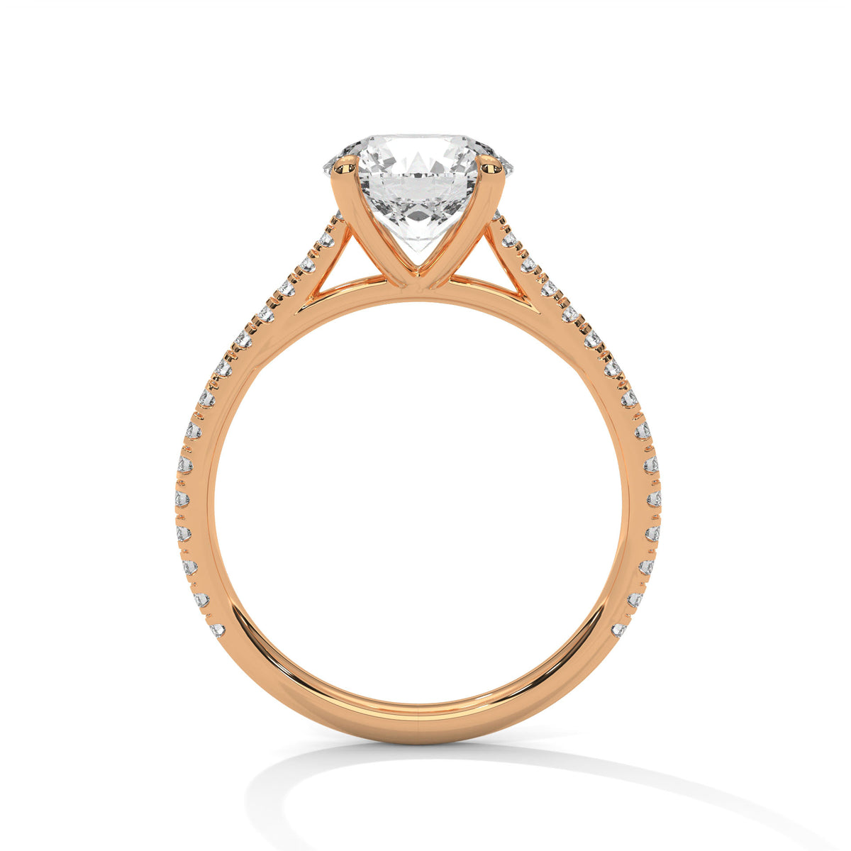 2 Carat Round Cut Lab Grown Diamond Engagement Ring in Rose Gold – French Pavé Band | Luzora Jewels
