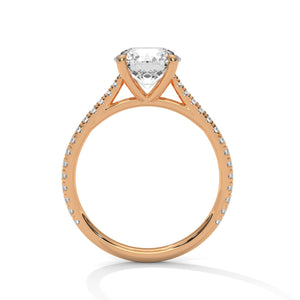 2 Carat Round Cut Lab Grown Diamond Engagement Ring in Rose Gold – French Pavé Band | Luzora Jewels