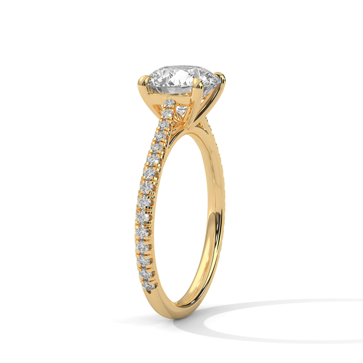 2 Carat Round Cut Lab Grown Diamond Engagement Ring in White Gold – French Pavé Band | Luzora Jewels