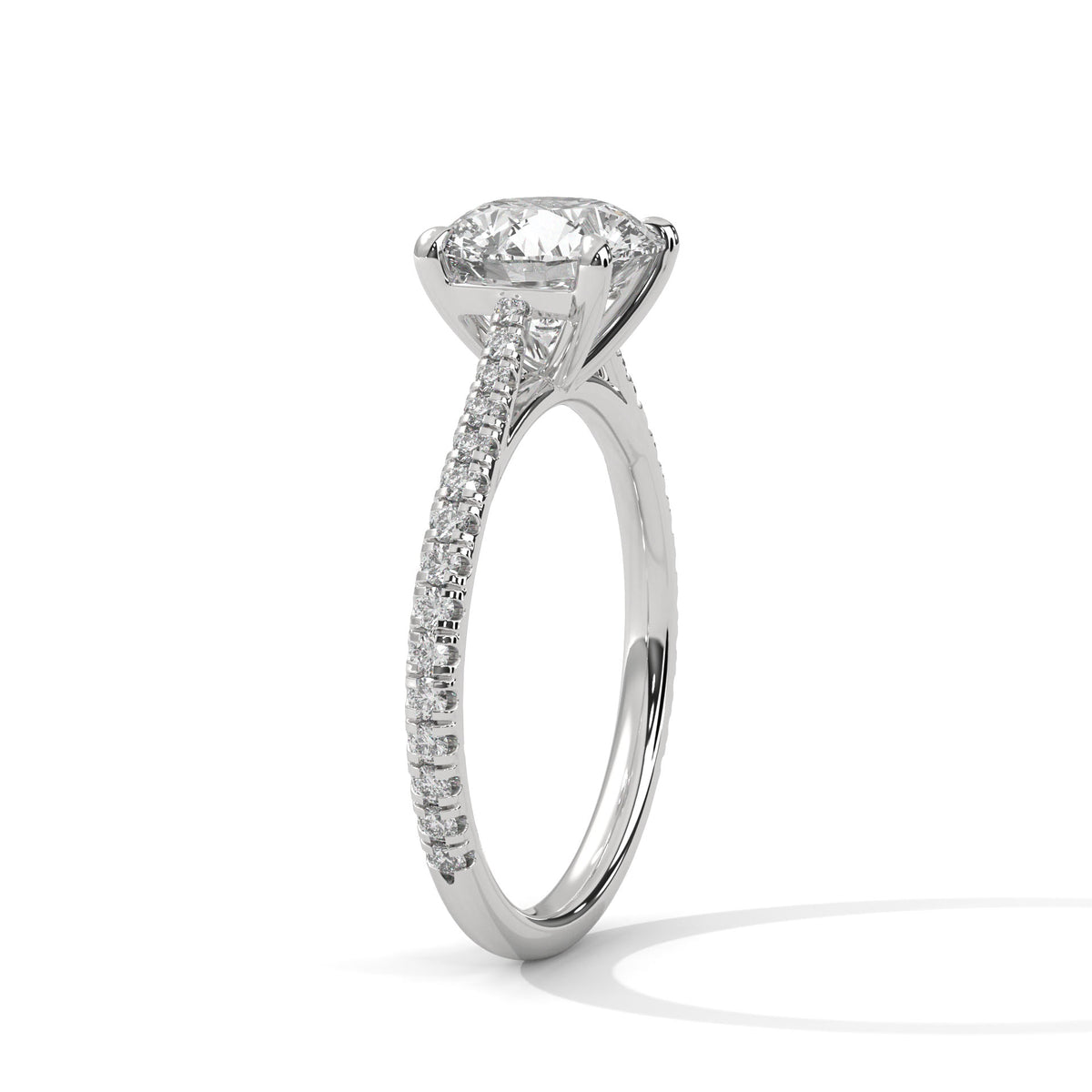 2 Carat Round Cut Lab Grown Diamond Engagement Ring in Rose Gold – French Pavé Band | Luzora Jewels