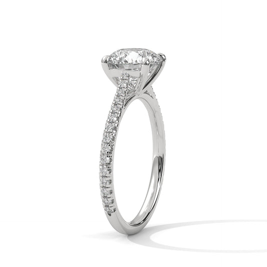2 Carat Round Cut Lab Grown Diamond Engagement Ring in Rose Gold – French Pavé Band | Luzora Jewels