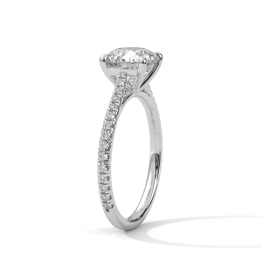 2 Carat Round Cut Lab Grown Diamond Engagement Ring in Rose Gold – French Pavé Band | Luzora Jewels