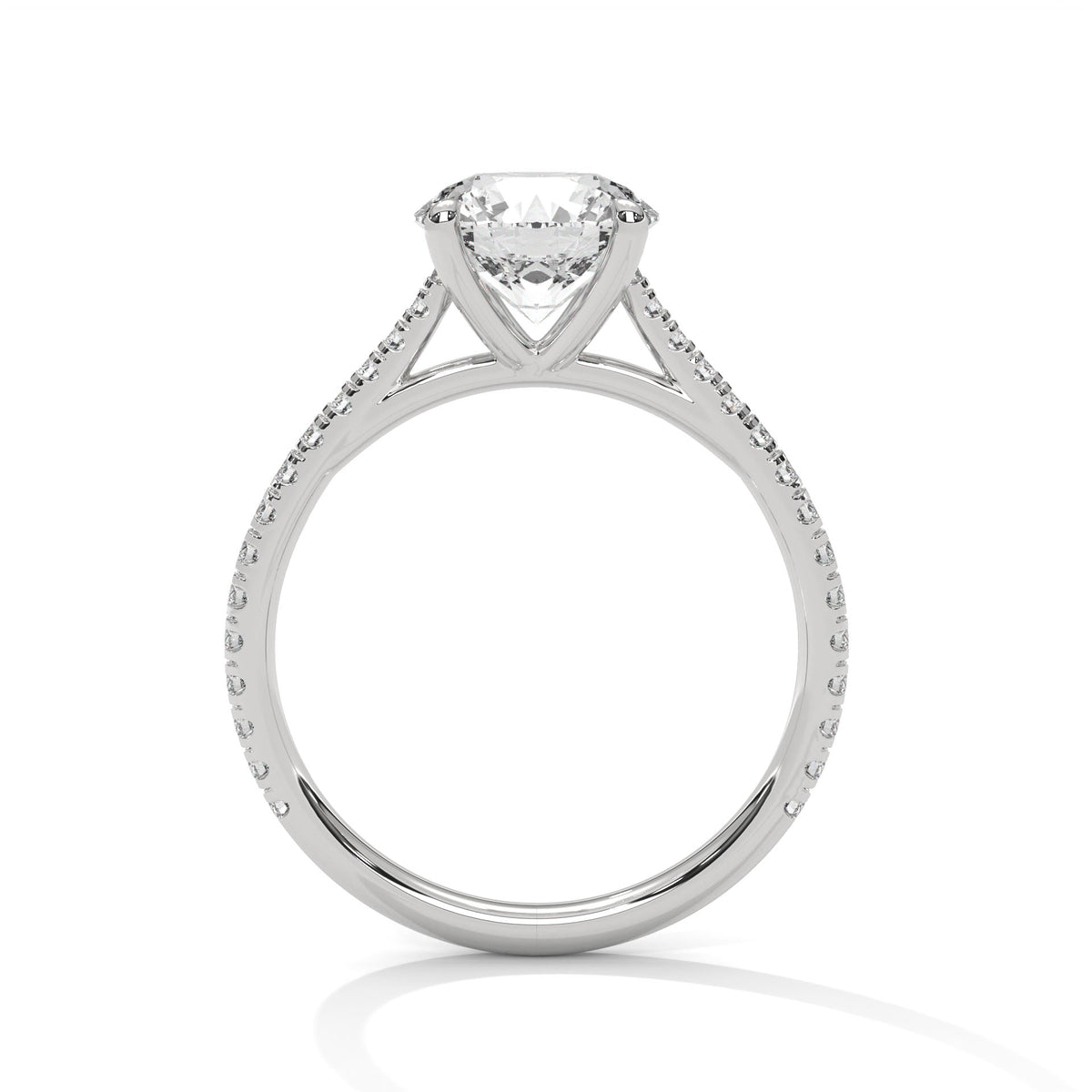 2 Carat Round Cut Lab Grown Diamond Engagement Ring in White Gold – French Pavé Band | Luzora Jewels