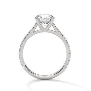 2 Carat Round Cut Lab Grown Diamond Engagement Ring in White Gold – French Pavé Band | Luzora Jewels