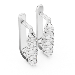 White gold lab grown diamond graduated bezel huggie earrings, side view