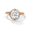 2 Carat Round Cut Lab Grown Diamond Engagement Ring in Yellow Gold – Floral Halo | Luzora Jewels