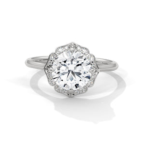2 Carat Round Cut Lab Grown Diamond Engagement Ring in Rose Gold – Floral Halo | Luzora Jewels