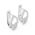 White gold lab grown diamond double teardrop huggie earrings, side view