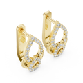 Yellow gold lab grown diamond double teardrop huggie earrings, side view