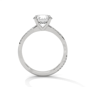 2 Carat Round Cut Lab Created Diamond Twisted Pavé Solitaire Engagement Ring – Side View | Luzora Jewels
